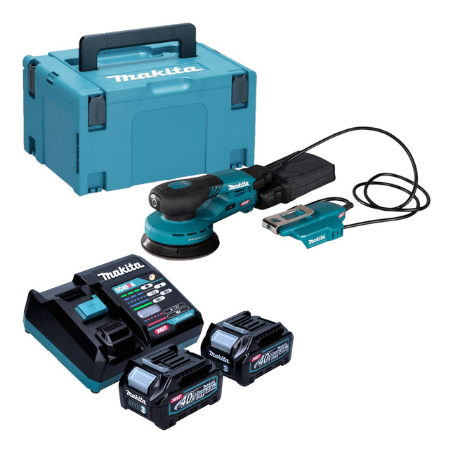 Makita BO 003 CGD201 Akku Exzenterschleifer 40 V max 125 mm 3 0 mm Hub Brushless 2x Akku 2 5 Ah Ladegeraet Makpac 0 - toolbrothers