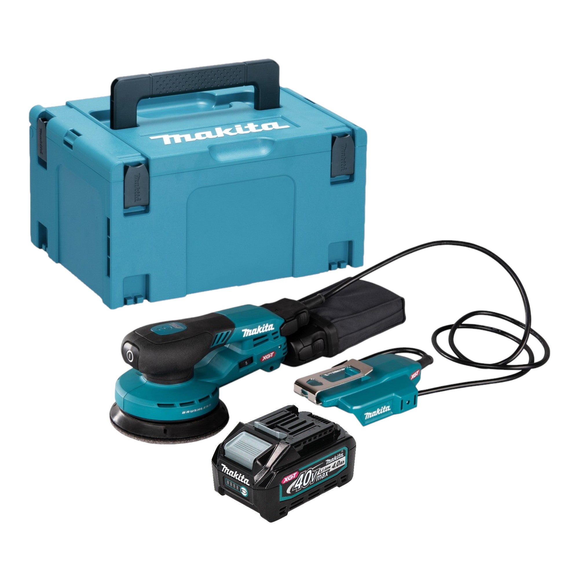 Makita BO 003 CGM101 Akku Exzenterschleifer 40 V max 125 mm 3 0 mm Hub Brushless 1x Akku 4 0 Ah Makpac ohne Ladegeraet 0 - toolbrothers