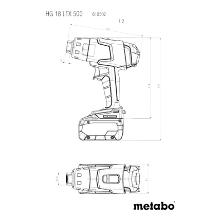 Metabo HG 18 LTX 500 cordless hot air gun 18 V 300 / 500 °C + 2x rechargeable battery 4.0 Ah + charger