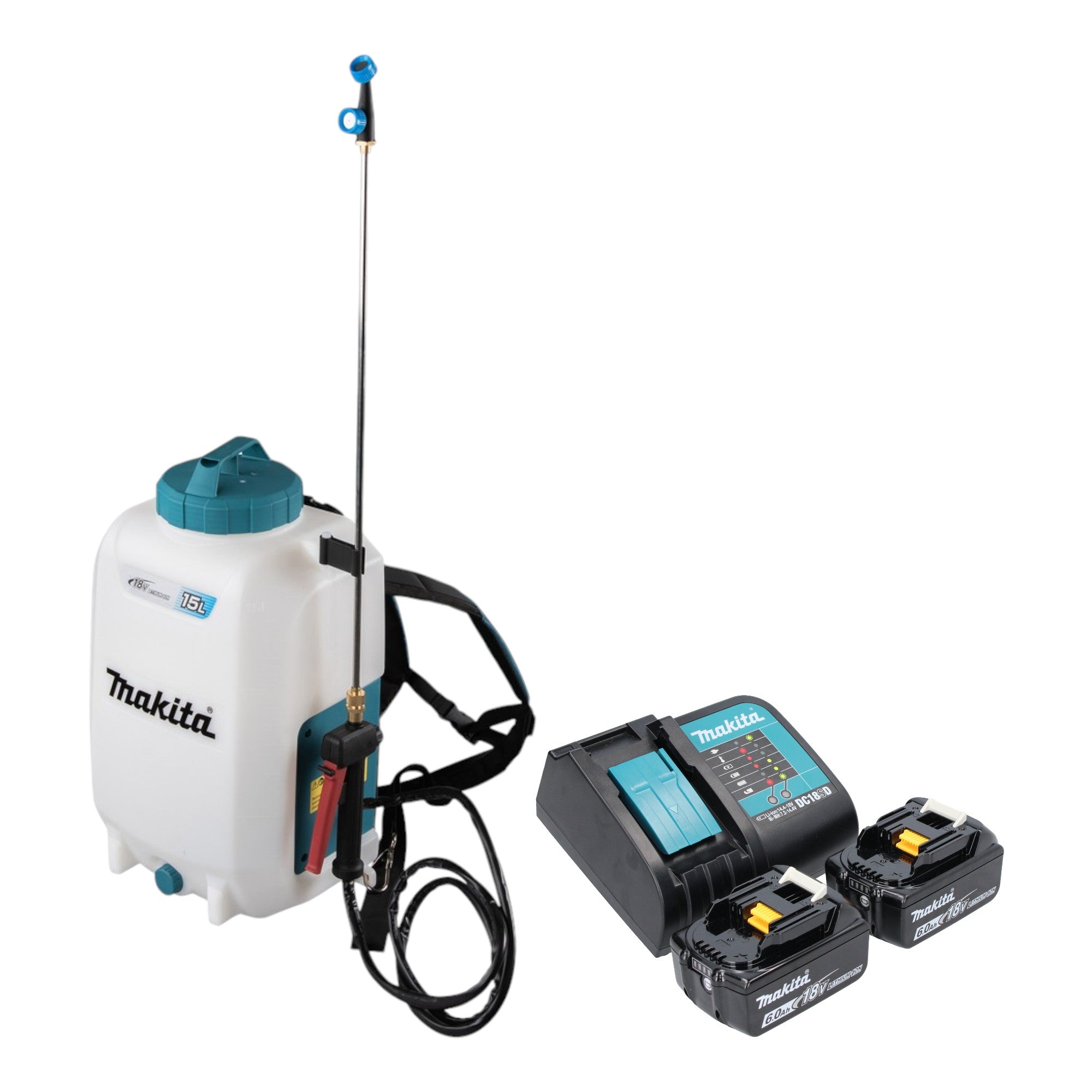 Makita DUS 158 SG2 Akku Druckspritze 18 V 15 l 5 0 bar 2x Akku 6 0 Ah Ladegeraet 0 - toolbrothers