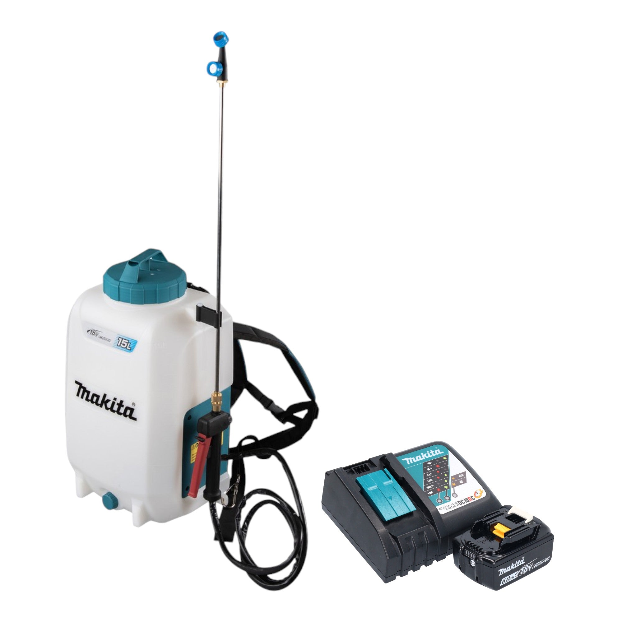 Makita DUS 158 RG Akku Druckspritze 18 V 15 l 5 0 bar 1x Akku 6 0 Ah Ladegeraet 0 - toolbrothers