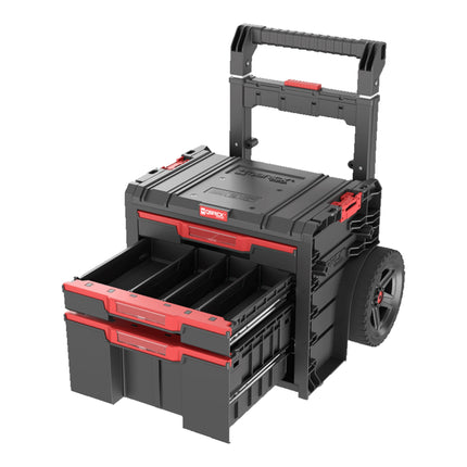 Qbrick System PRO Cart 2.0 Plus Drawer 3 mobile Box auf Rädern 520 x 415 x 660 mm 12 l 2x 4,5 l abnehmbarer Doppelteleskopgriff