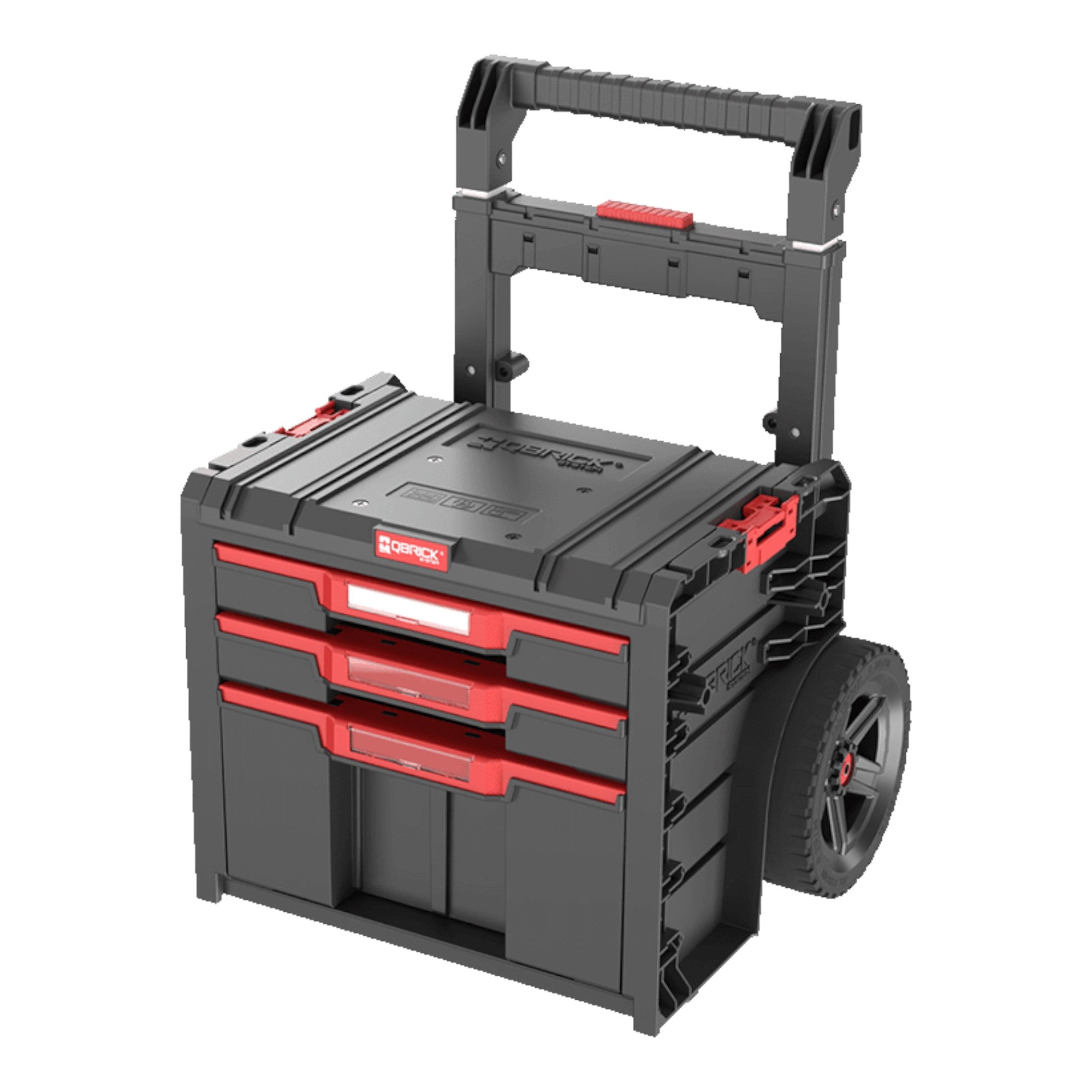 Qbrick System PRO Cart 2 0 Plus Drawer 3 mobile Box auf Raedern 520 x 415 x 660 mm 12 l 2x 4 5 l abnehmbarer Doppelteleskopgriff 0 - toolbrothers