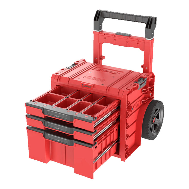 Qbrick System PRO Cart 2.0 Plus Drawer 3 Red Ultra HD Custom mobile box on wheels 520 x 415 x 660 mm 12 l 2x 4.5 l removable double telescopic handle
