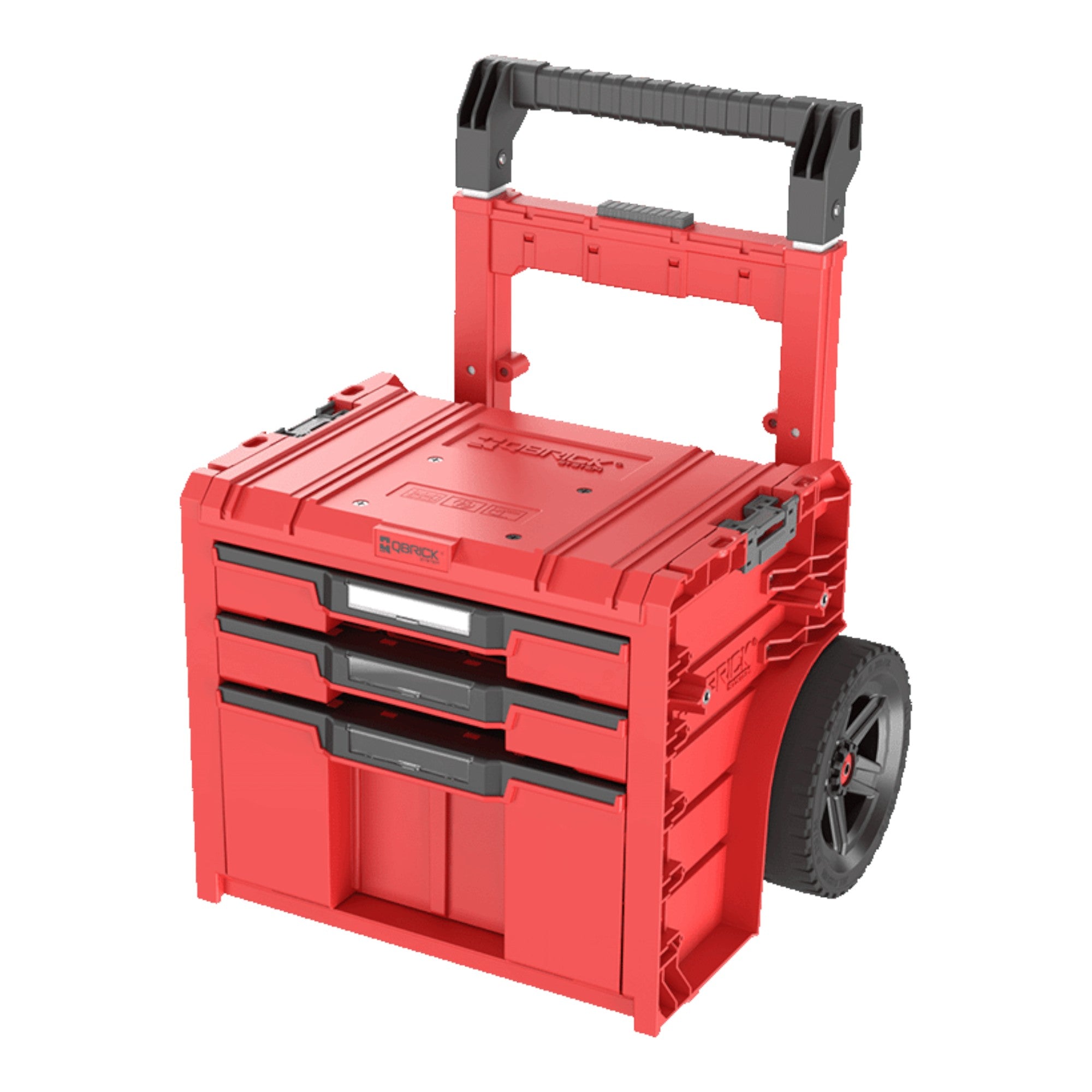 Qbrick System PRO Cart 2 0 Plus Drawer 3 Red Ultra HD Custom mobile Box auf Raedern 520 x 415 x 660 mm 12 l 2x 4 5 l abnehmbarer Doppelteleskopgriff 0 - toolbrothers