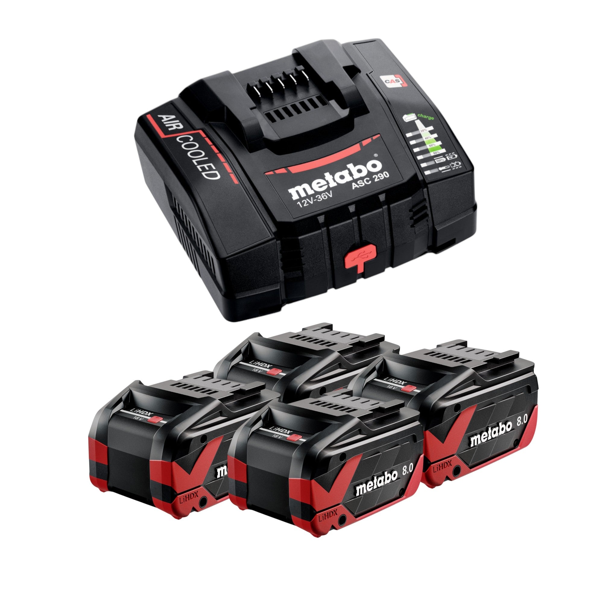 Metabo Basis Set 4x LiHDX Akkupack 18 V 8 0 Ah Akku 4x 624975000 ASC 290 Ladegeraet 627370000  0 - toolbrothers