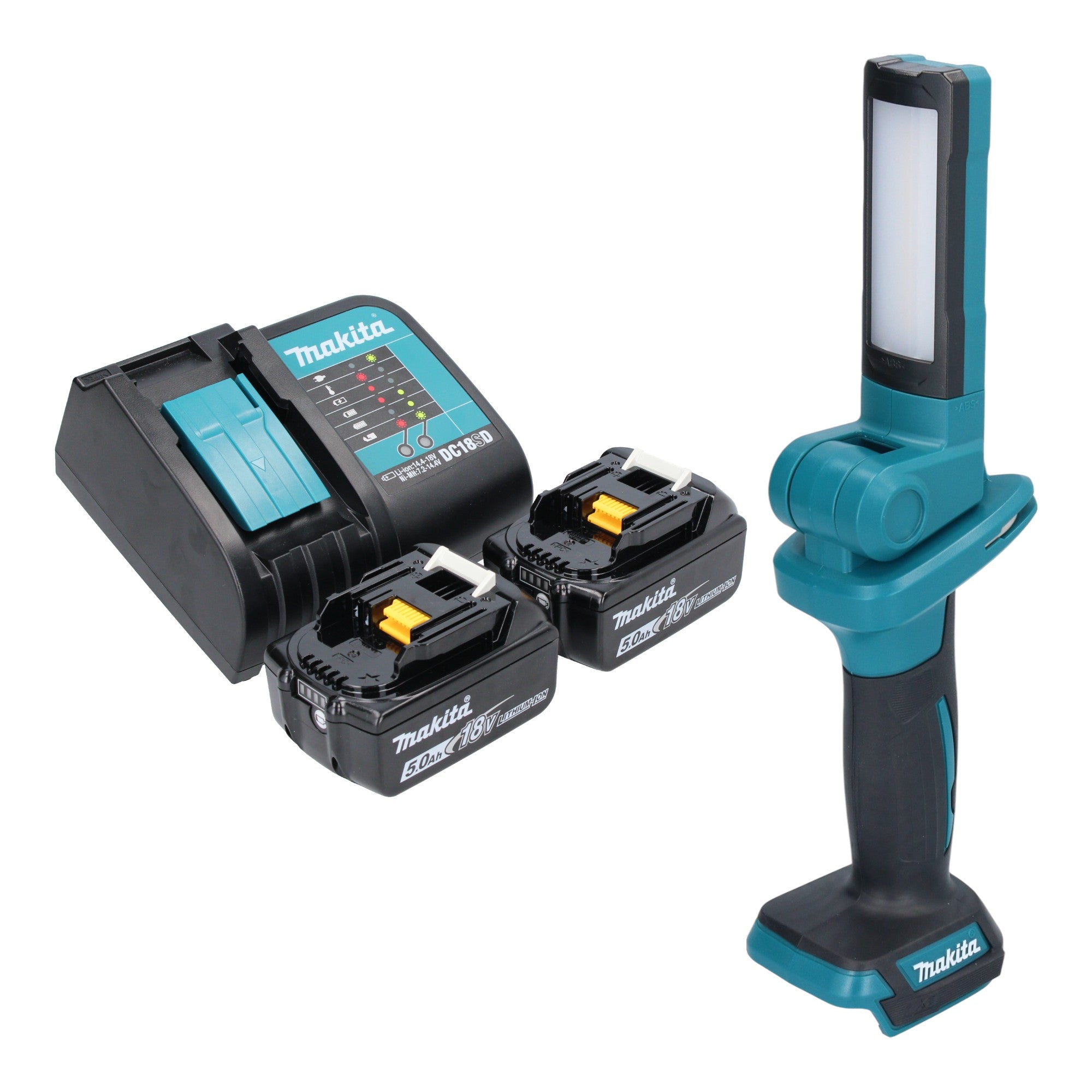 Makita DML 816 ST Akku Arbeitsleuchte 18 V 100 500 lm LED 2x Akku 5 0 Ah Ladegeraet 0 - toolbrothers