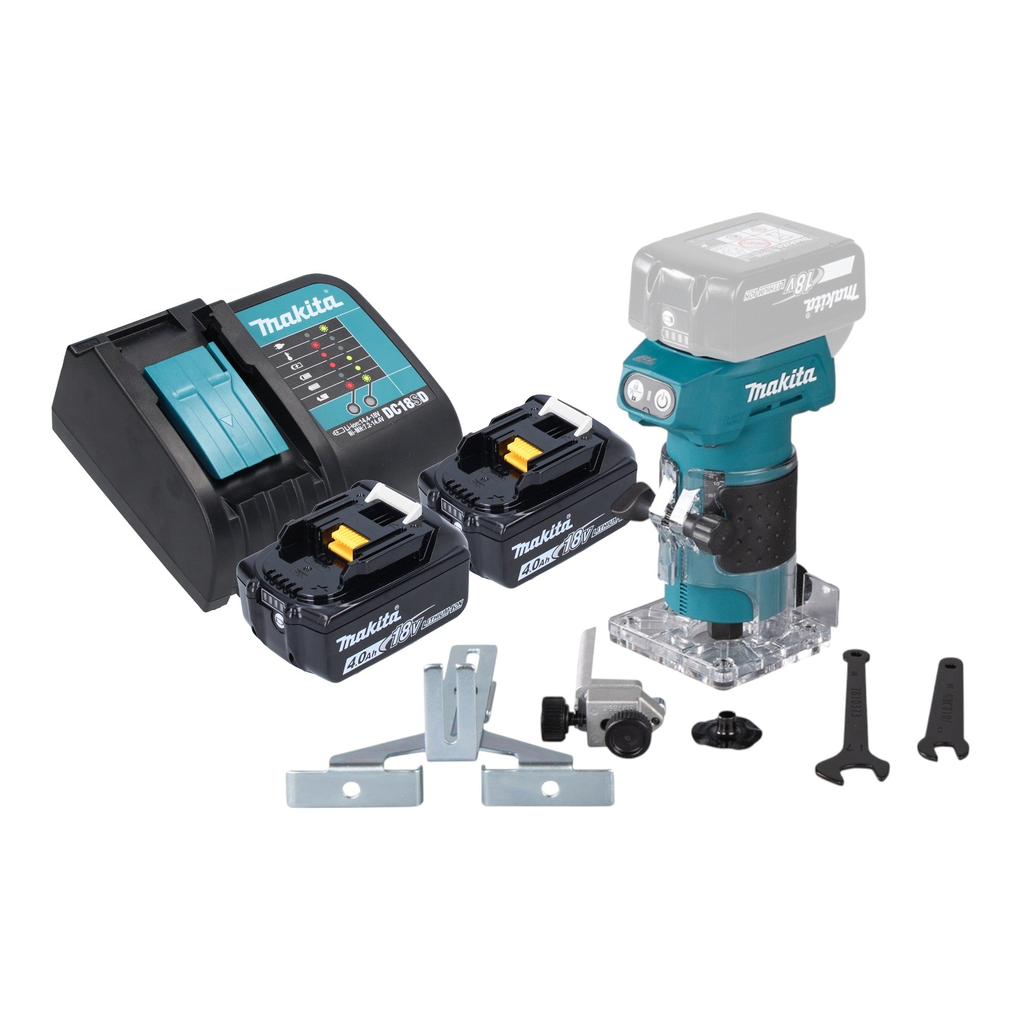 Makita DRT 52 SM Akku Kantenfraese 18 V 6 mm Brushless 2x Akku 4 0 Ah Ladegeraet 0 - toolbrothers