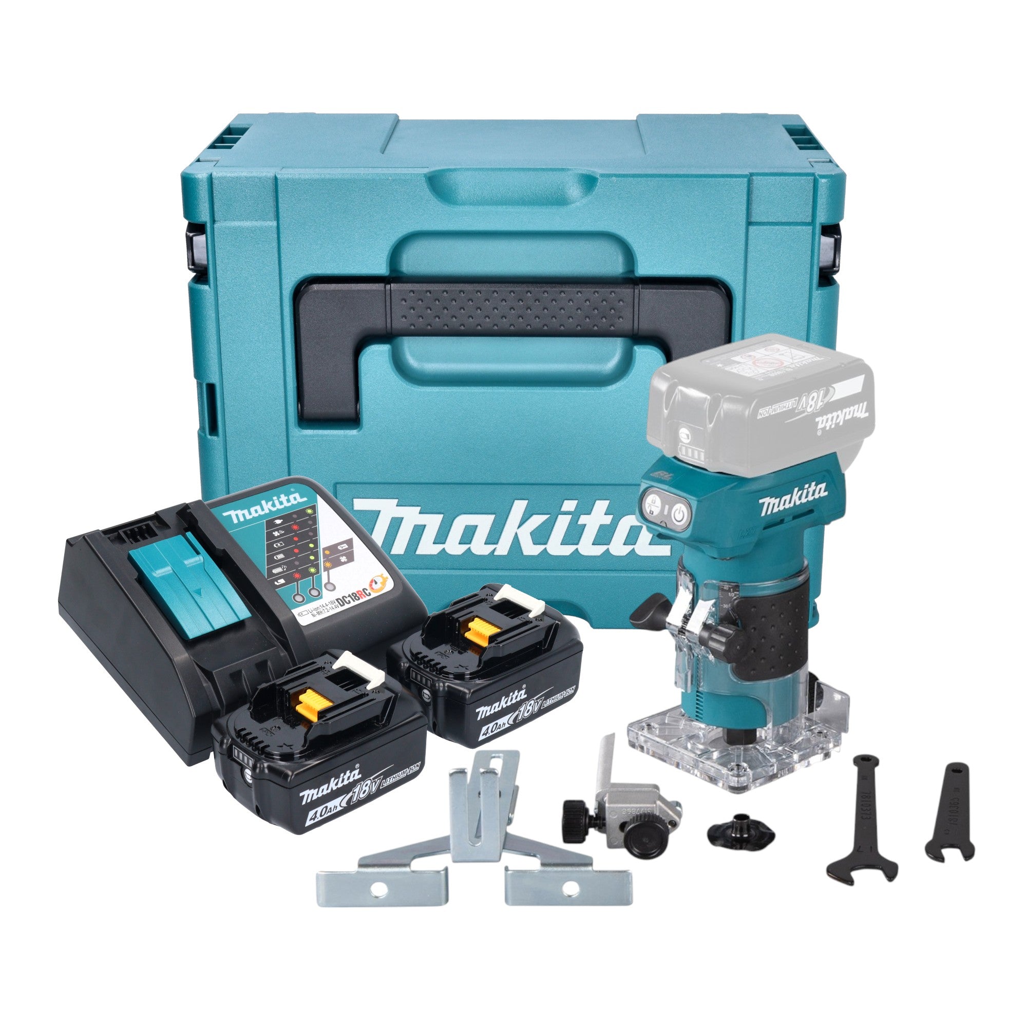 Makita DRT 52 RMJ Akku Kantenfraese 18 V 6 mm Brushless 2x Akku 4 0 Ah Ladegeraet Makpac 0 - toolbrothers