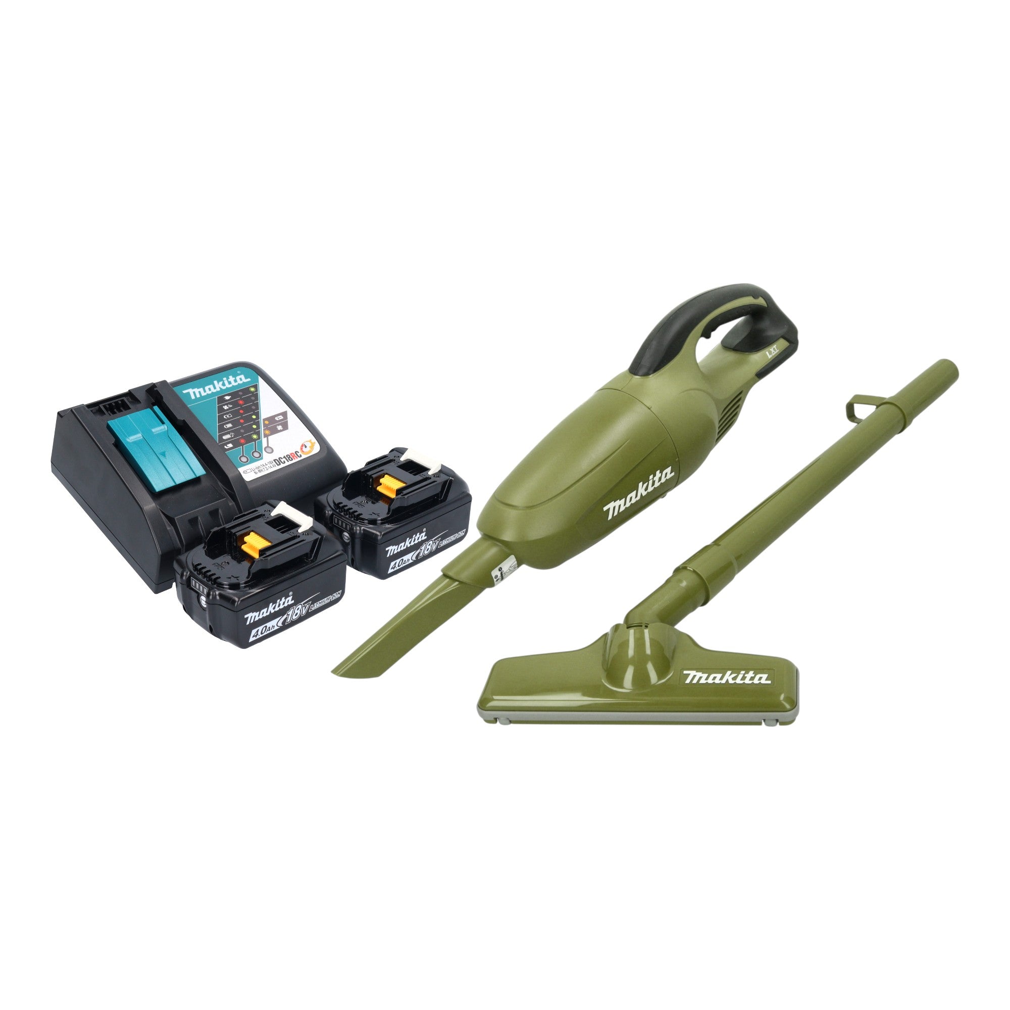 Makita DCL 180 RM2O Akku Staubsauger 18 V 0 65 l Olive Outdoor Adventure Serie 2x Akku 4 0 Ah Ladegeraet 0 - toolbrothers