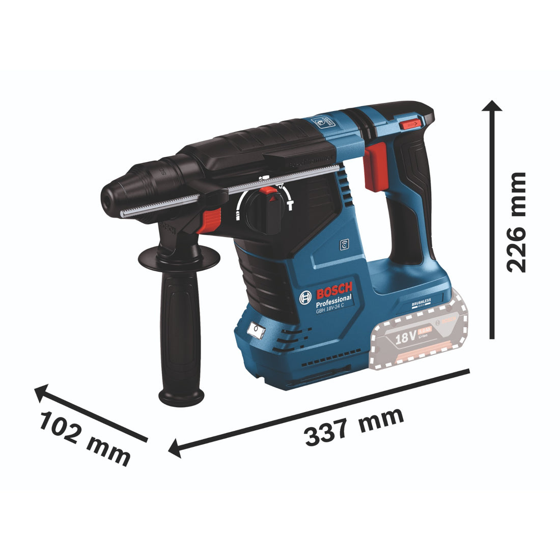 Bosch GBH 18V-24 C Professional Akku Bohrhammer 18 V 2,4 J Brushless SDS plus ( 0611923000 ) Solo - ohne Akku, ohne Ladegerät