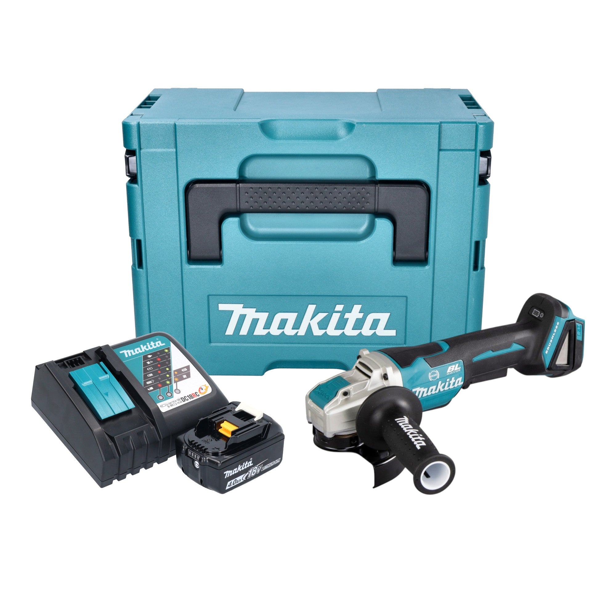 Makita DGA 520 RM1JX1 Akku Winkelschleifer 18 V 125 mm X LOCK Brushless 1x Akku 4 0 Ah Ladegeraet Makpac 0 - toolbrothers