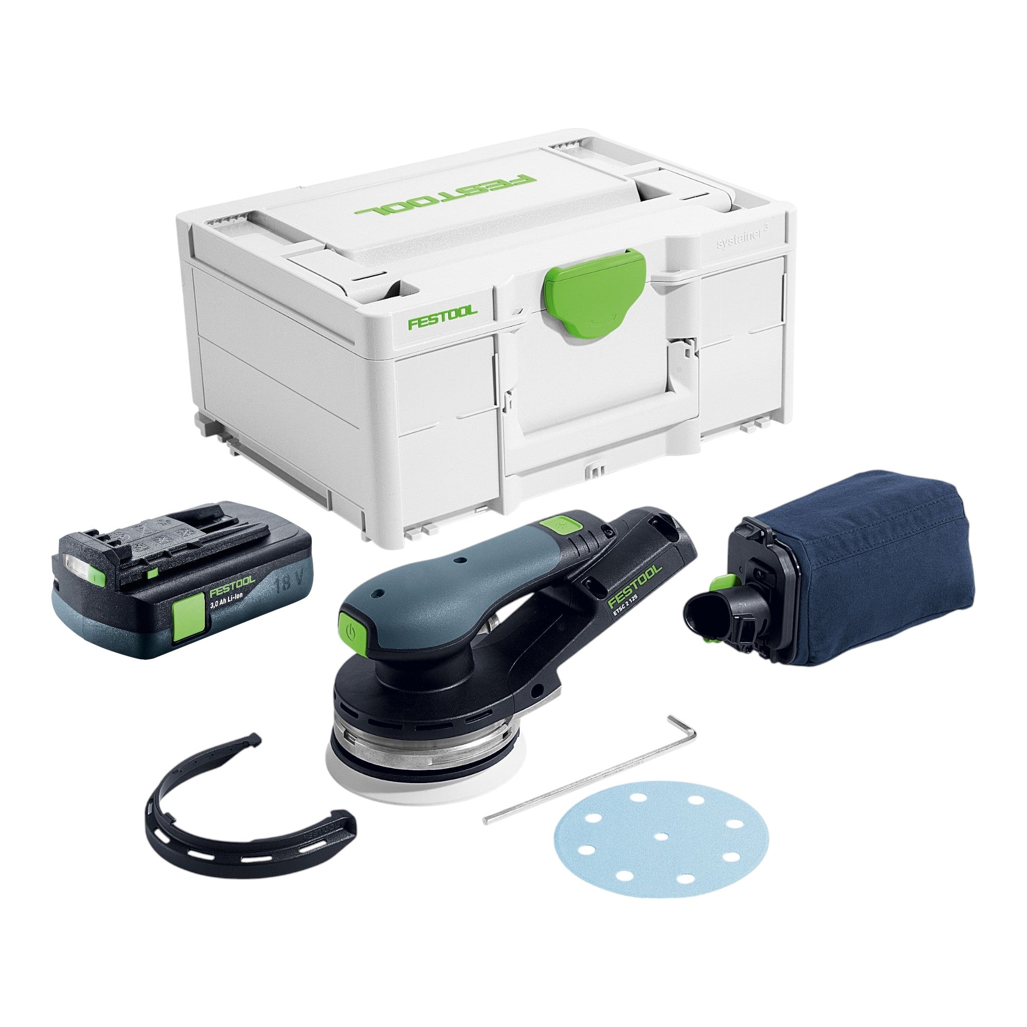 Festool ETSC 2 125 Basic Akku Exzenterschleifer 18 V 125 mm Brushless 1x Akku 3 0 Ah Systainer ohne Ladegeraet 0 - toolbrothers