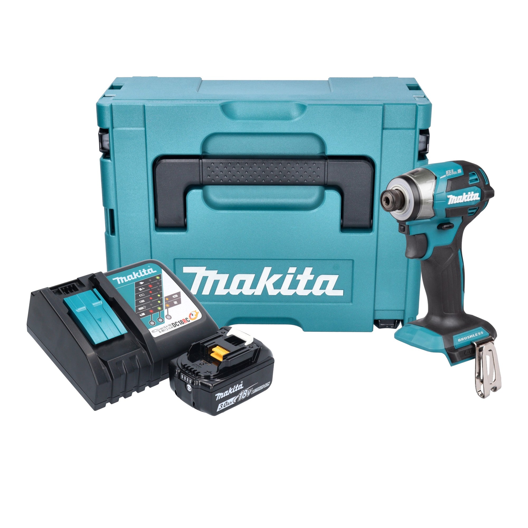 Makita DTD 173 RF1J Akku Schlagschrauber 18 V 180 Nm 1 4 Brushless 1x Akku 3 0 Ah Ladegeraet Makpac 0 - toolbrothers