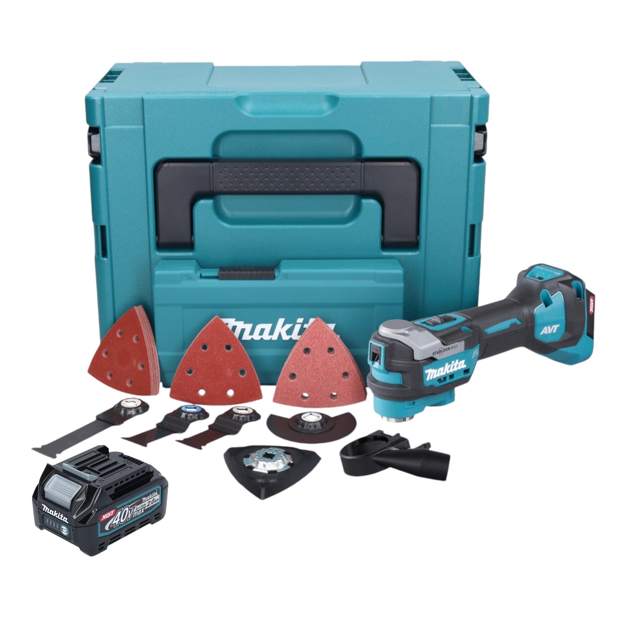 Makita TM 001 GA103 Akku Multifunktionswerkzeug 40 V max Starlock Max Brushless 1x Akku 2 0 Ah 37 tlg Zubehoerset Makpac ohne Ladegeraet 0 - toolbrothers