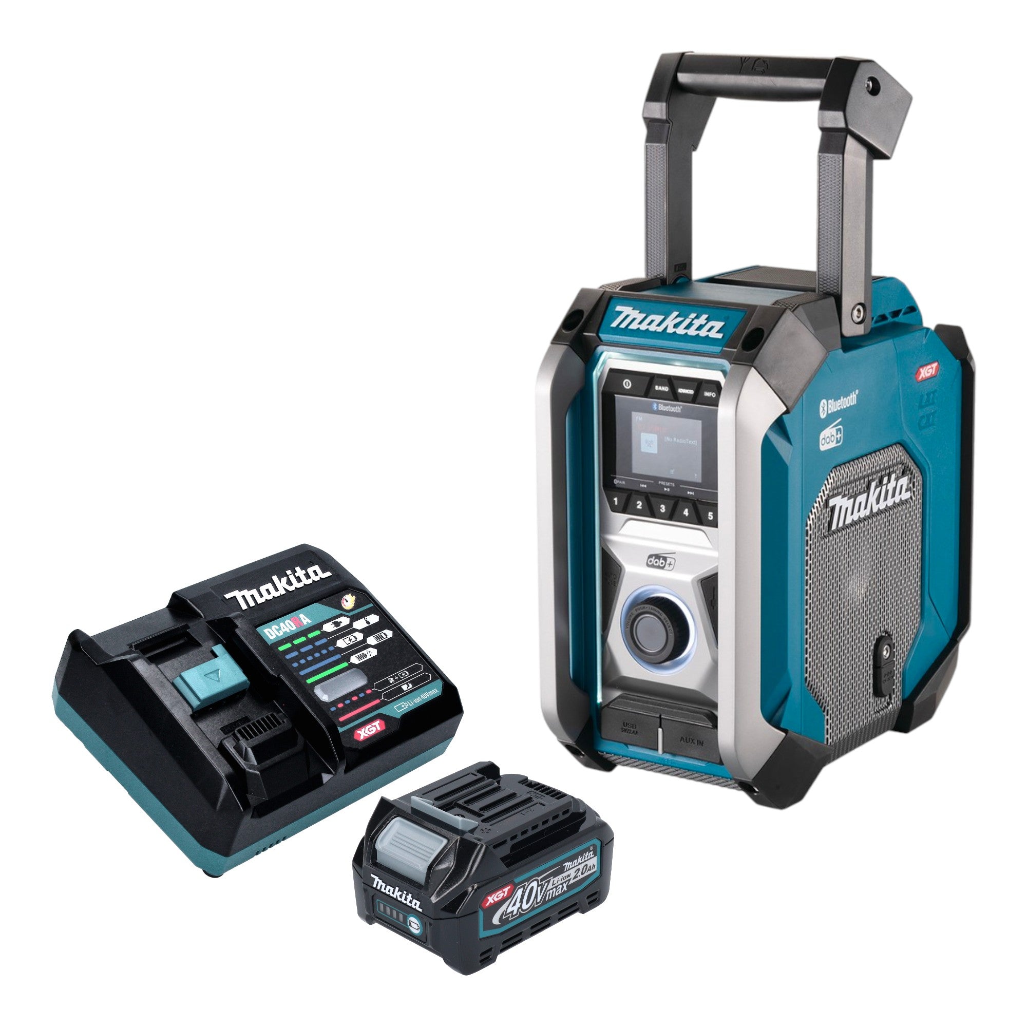 Makita MR 007 GA101 Akku Baustellenradio 12 40 V max Bluetooth DAB USB 1x Akku 2 0 Ah Ladegeraet 0 - toolbrothers