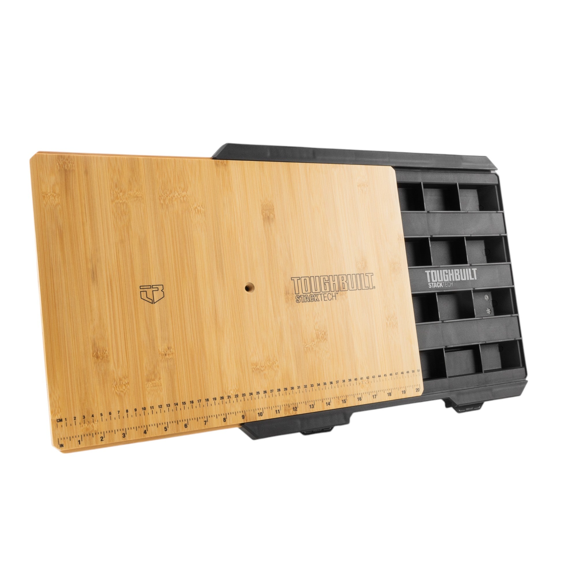 Toughbuilt STACKTECH TB B1 A 10 Bambus Arbeitsplatte mit Massanzeige 42 5 x 41 x 5 cm 3 - toolbrothers