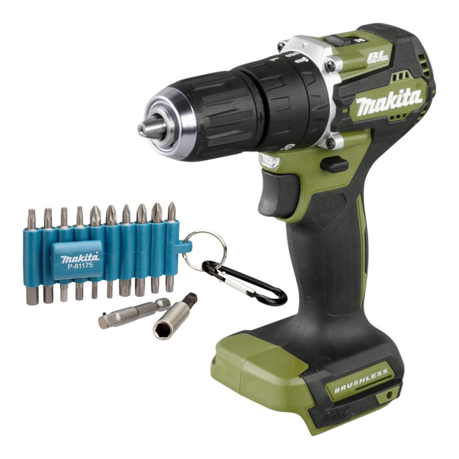 Makita DHP 487 ZO Akku Schlagbohrschrauber 18 V 40 Nm Brushless Olive Outdoor Adventure Serie 22 tlg Bit Set ohne Akku ohne Ladegeraet 0 - toolbrothers