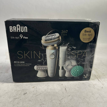 BRAUN Silk pil 9 Flex 9 100 Beauty Set Epilierer Damen Haarentferner FaceSpa Gesichtsreinigungsbuerste 9 Aufsaetze Tasche weiss gold Neuwertig 1 - toolbrothers