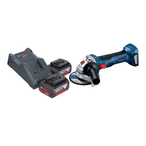 Bosch GWS 18V-7 Professional Akku Winkelschleifer 18 V 115 mm Brushless + 2x Akku 4,0 Ah + Ladegerät