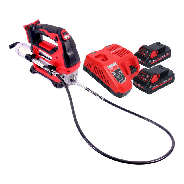Milwaukee M18 GG 302 Akku Fettpresse 18 V 690 bar 2x Akku 3 0 Ah Ladegeraet 0 - toolbrothers