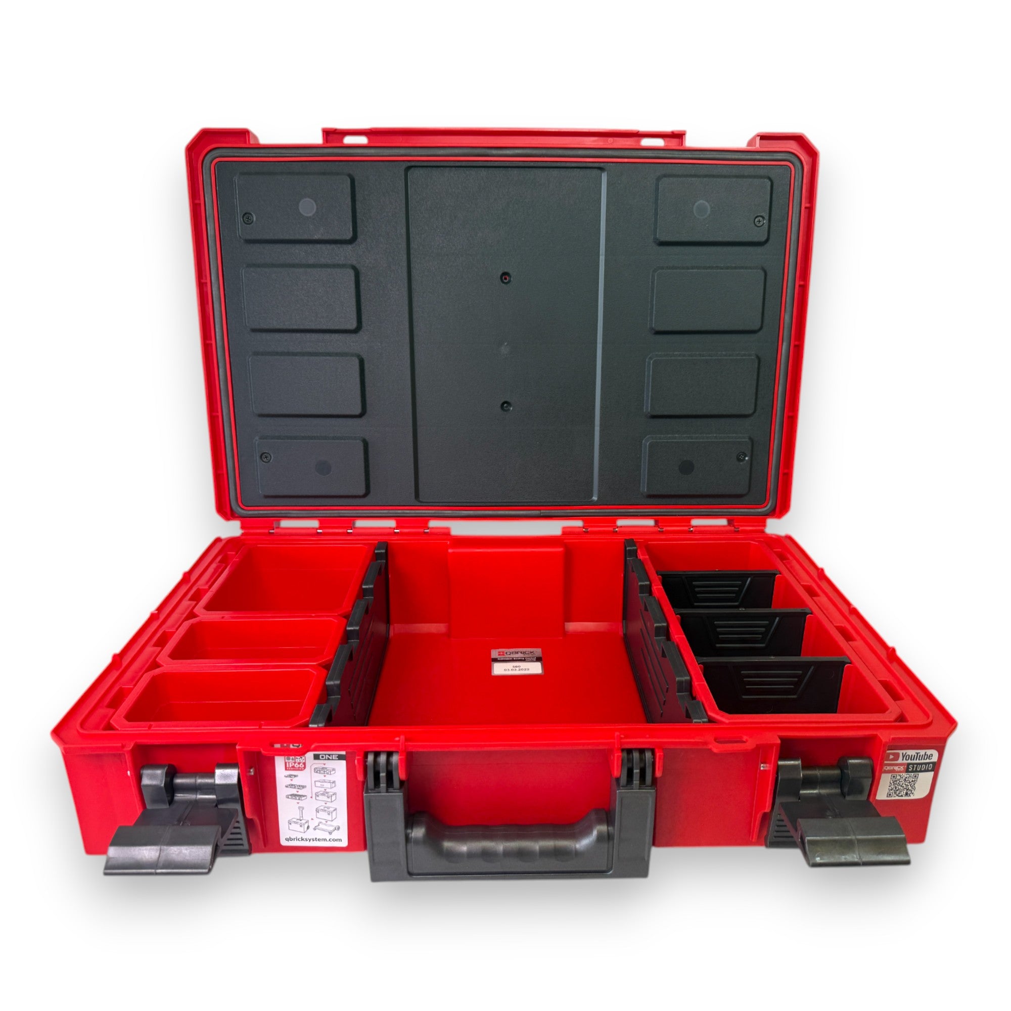 Qbrick System ONE 200 Profi RED ULTRA HD Custom Werkzeugkoffer modularer Organizer 585 x 385 x 190 mm 15 4 l stapelbar IP66 alte Version 3 - toolbrothers