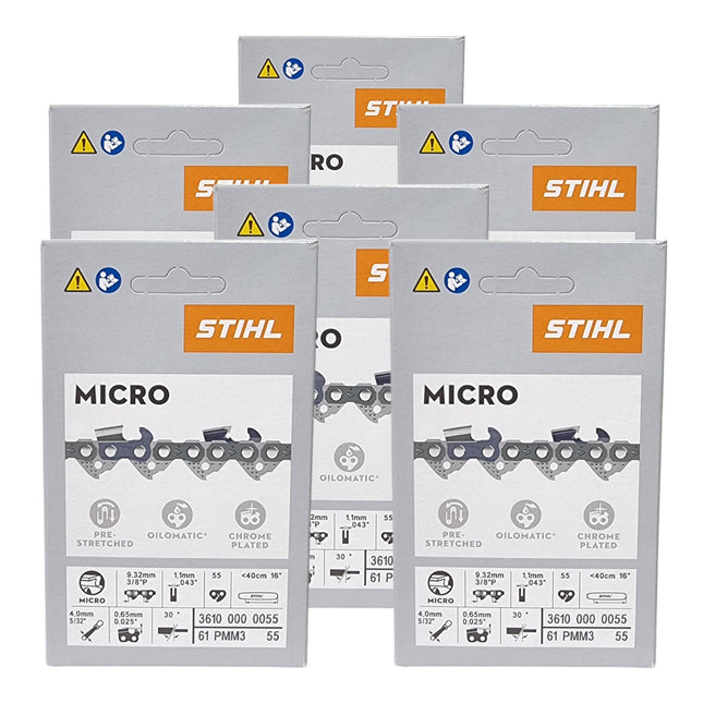 Stihl 6x 3 8 Picco Micro Mini 3 PMM3 Saegekette 40 cm 3 8 P 1 3 mm 55 TG 6 Stueck 6x 36100000055  0 - toolbrothers
