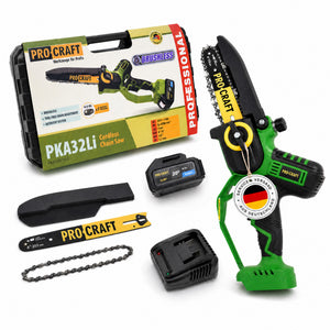 Procraft PKA32Li Akku Kettensäge 20 V 203 mm Brushless + 1x Akku 4,0 Ah + Ladegerät + Koffer