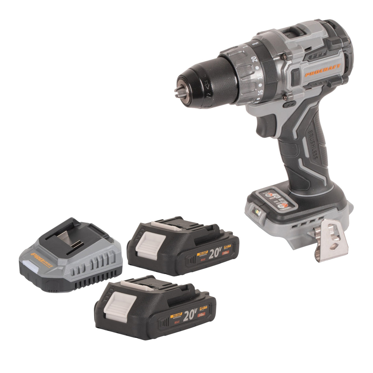 Procraft Industrial CD20Abb Akku Schlagbohrschrauber 20 V 85 Nm + 2x Akku 2,0 Ah + Ladegerät