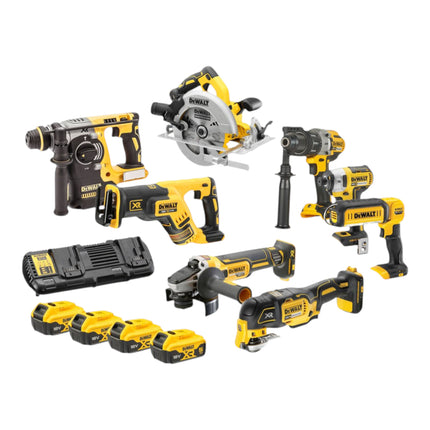 DeWalt DCK 853 P4T cordless tool set 18 V DCD 996 + DCF 887 + DCH 273 + DCG 405 + DCS 367 + DCS 356 + DCS 565 + DCL 050 + 4x rechargeable battery 5.0 Ah + charger + 4x T STAK + trolley