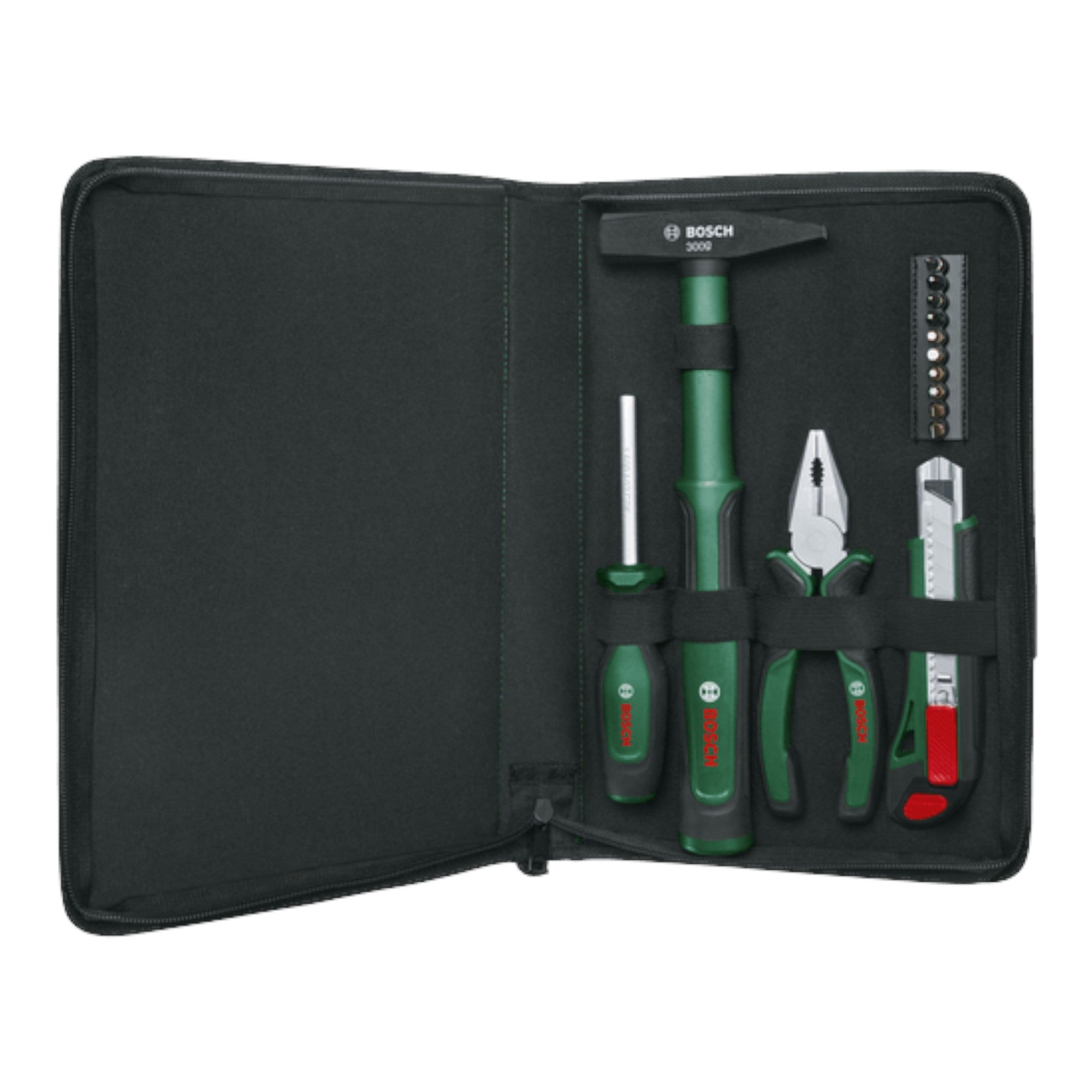 Bosch Easy Starter Handwerkzeug Set 14 teilig 1600A02BY3 Kombinationszange Schraubendreher Cuttermesser Hammer 1 - toolbrothers