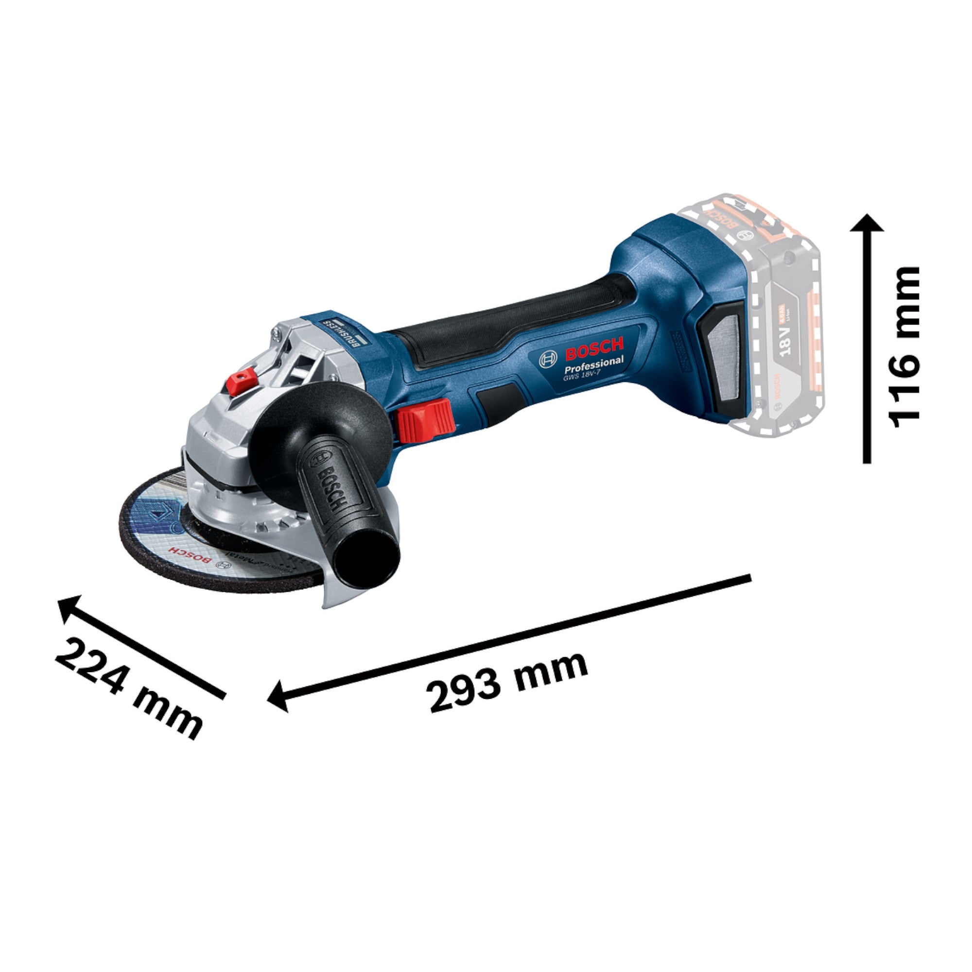 Bosch GWS 18V 7 Professional Akku Winkelschleifer 18 V 115 mm 06019H9004 Brushless L Boxx ohne Akku ohne Ladegeraet 2 - toolbrothers