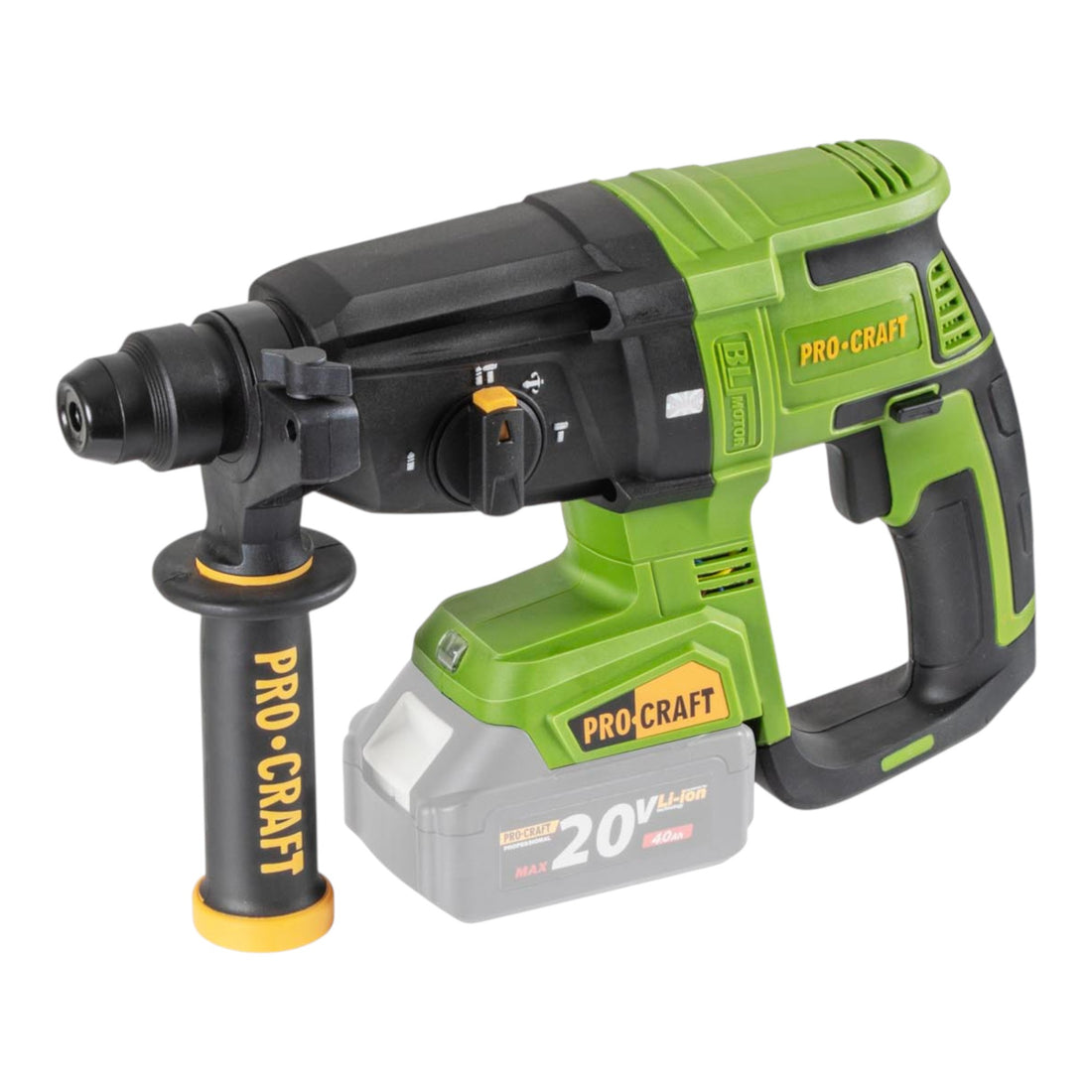 Procraft PHA40bb Akku Bohrhammer 20 V 2,6 J SDS plus Brushless + 1x Akku 4,0 Ah + RHINO Toolcase - ohne Ladegerät