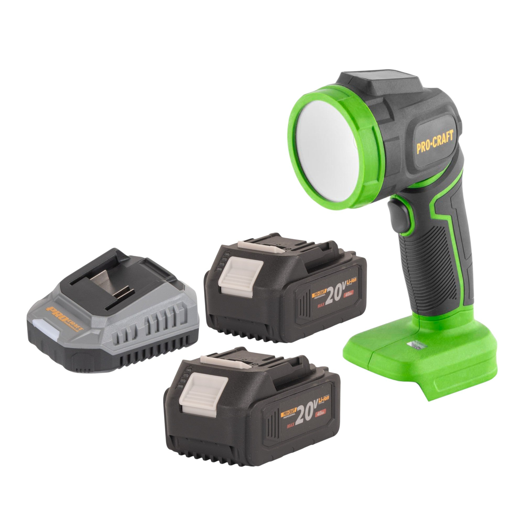Procraft LL18bb Akku LED Strahler 20 V 300 lm 2x Akku 4 0 Ah Ladegeraet 0 - toolbrothers