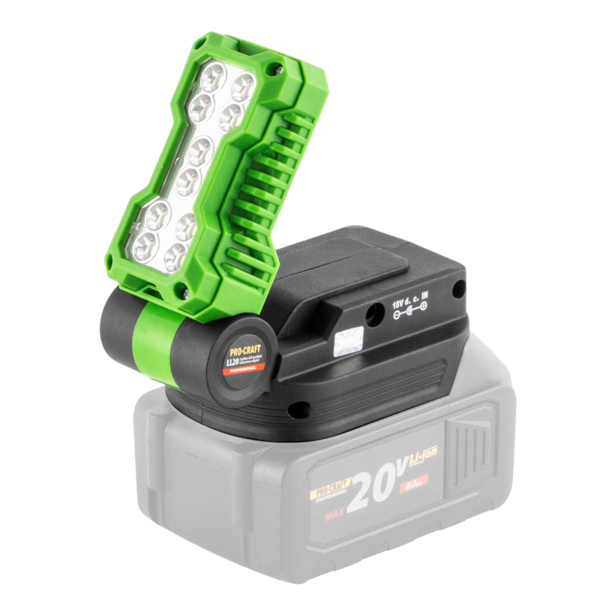 Procraft LL20bb Akku LED Strahler 20 V 500 lm 2x Akku 2 0 Ah Ladegeraet 1 - toolbrothers
