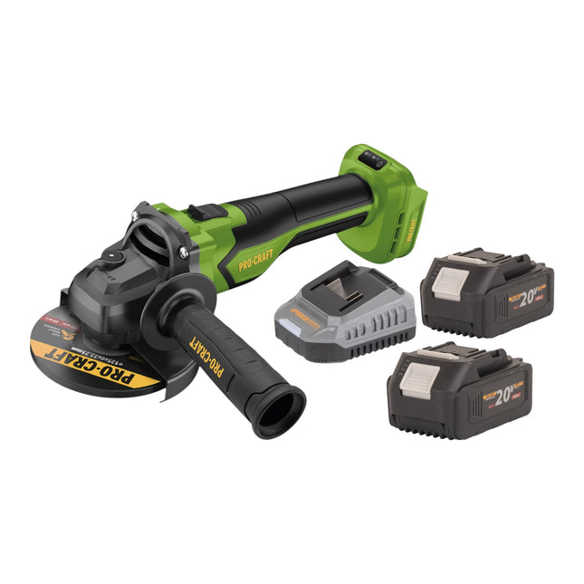 Procraft PGA22 BB Akku Winkelschleifer 20 V 125 mm Brushless 2x Akku 4 0 Ah Ladegeraet 0 - toolbrothers