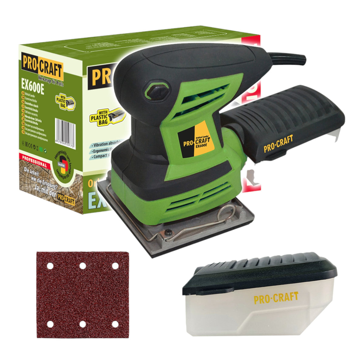 Procraft EX600E Schwingschleifer 260 Watt 100 x 110 mm