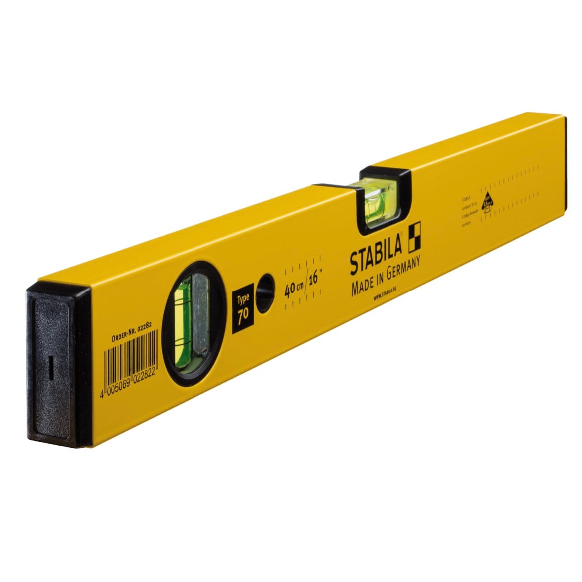 STABILA Type 70 Wasserwaage 40 cm ( 02282 ) zwei Libellen handlich horizontales und vertikales Messen - Toolbrothers