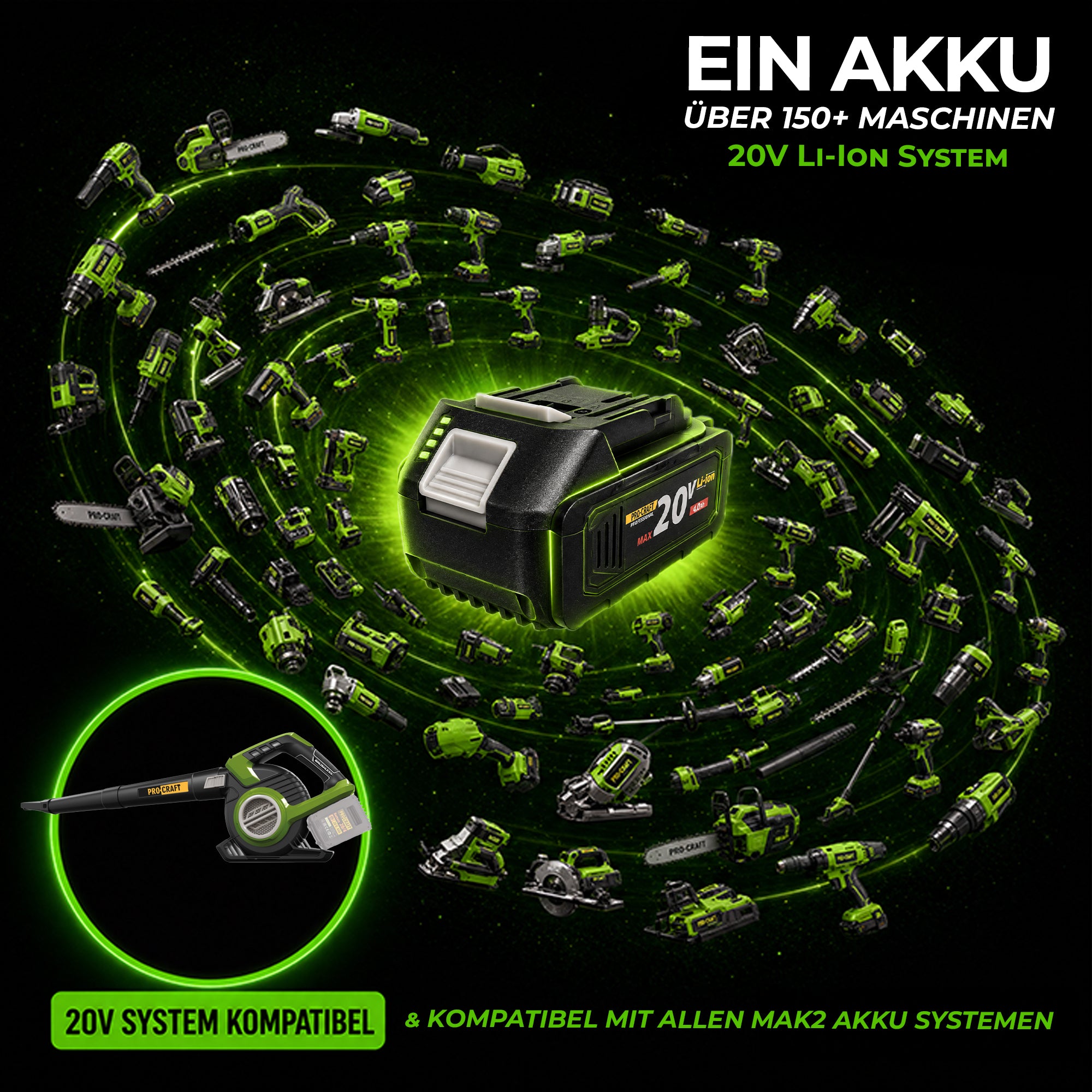 Procraft VB20 Akku Laubblaeser und Laubsauger 40 V 2x 20 V Brushless Solo ohne Akku ohne Ladegeraet 2 - toolbrothers