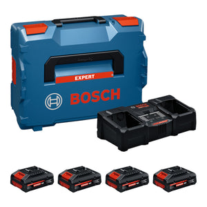 Bosch EXPERT 4x EXBA18V-40 + EXAL18V2-320 Starter Set 18 V + 4x Akku 4,0 Ah + Ladegerät 16 A + L-Boxx