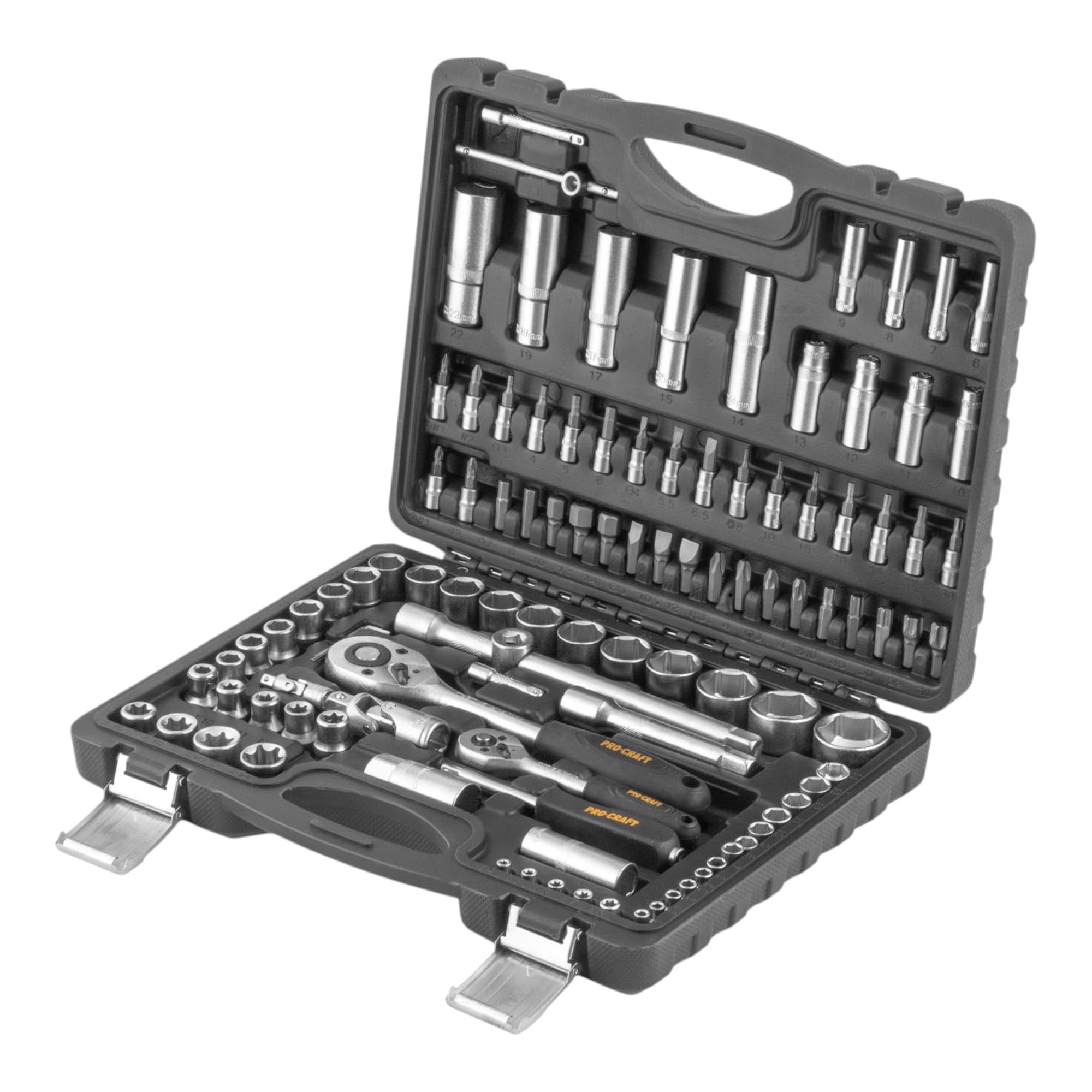 Procraft WS 108 Steckschluessel Set 108 tlg 1 4 1 2 Ratsche 48 Zaehne Schluessel Stecknuss Bits Koffer 1 - toolbrothers