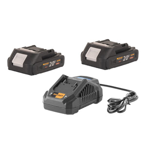Procraft Starter Set 20 V 20/4A Schnell Ladegerät + 2x 20/2A Akku 2,0 Ah