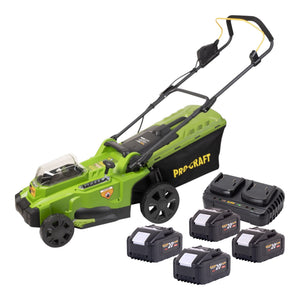 Procraft PLM20bb Akku Rasenmäher 40 V ( 2x 20 V ) 370 mm Brushless + 4x Akku 8,0 Ah + Ladegerät