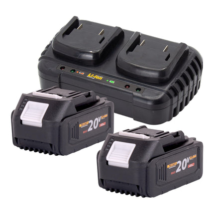 Procraft PLM22bb Akku Rasenmaeher 40 V 2x 20 V 430 mm Brushless 2x Akku 4 0 Ah Ladegeraet 2 - toolbrothers