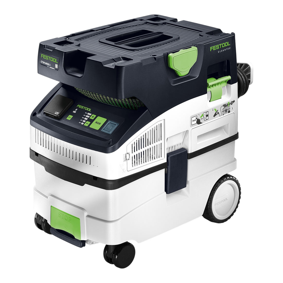 Festool CTM MIDI I CLEANTEC Absaugmobil 1200 Watt 15 l Staubkl. M + RS-ST D 27/36-Plus Standard Reinigungsset