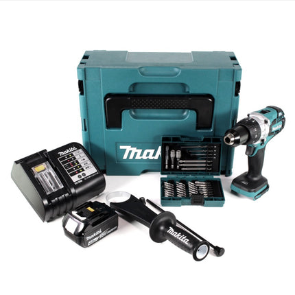 Makita DHP 481 ST1J 18 V Akku Schlagbohrschrauber Brushless 115 Nm + BL 1850 B 5,0 Ah Akku + DC 18 SD Ladegerät im Makpac + 38 tlg. Bit- & Bohrer Set - Toolbrothers