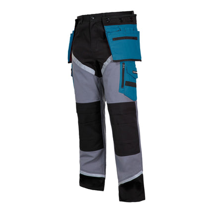 LAHTI PRO Arbeitshose mit Reflexstreifen Groesse XXL L4050205 schwarz grau tuerkis 1 - toolbrothers