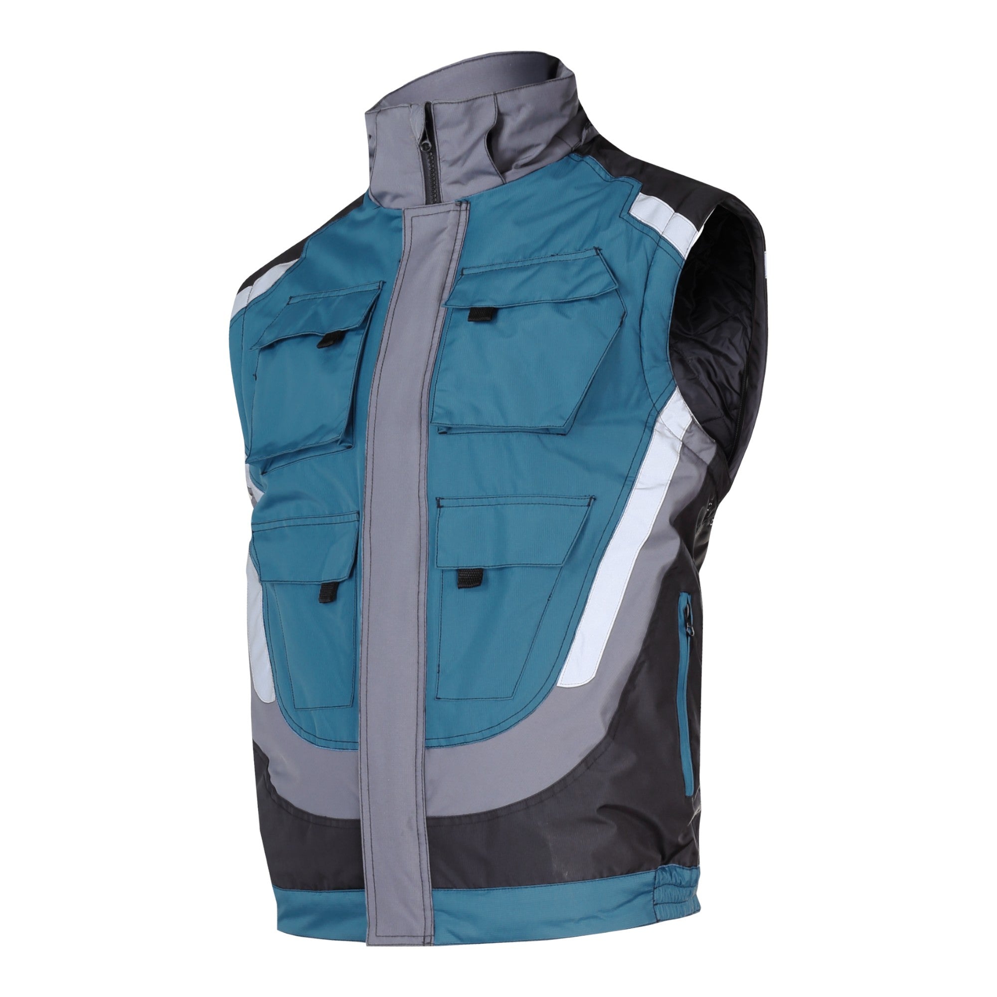 LAHTI PRO Gepolsterte Arbeitsjacke mit Reflexstreifen Groesse XXL L4092405 schwarz grau tuerkis 1 - toolbrothers