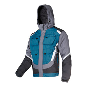 LAHTI PRO Gepolsterte Arbeitsjacke mit Reflexstreifen Größe XXL ( L4092405 ) schwarz grau türkis