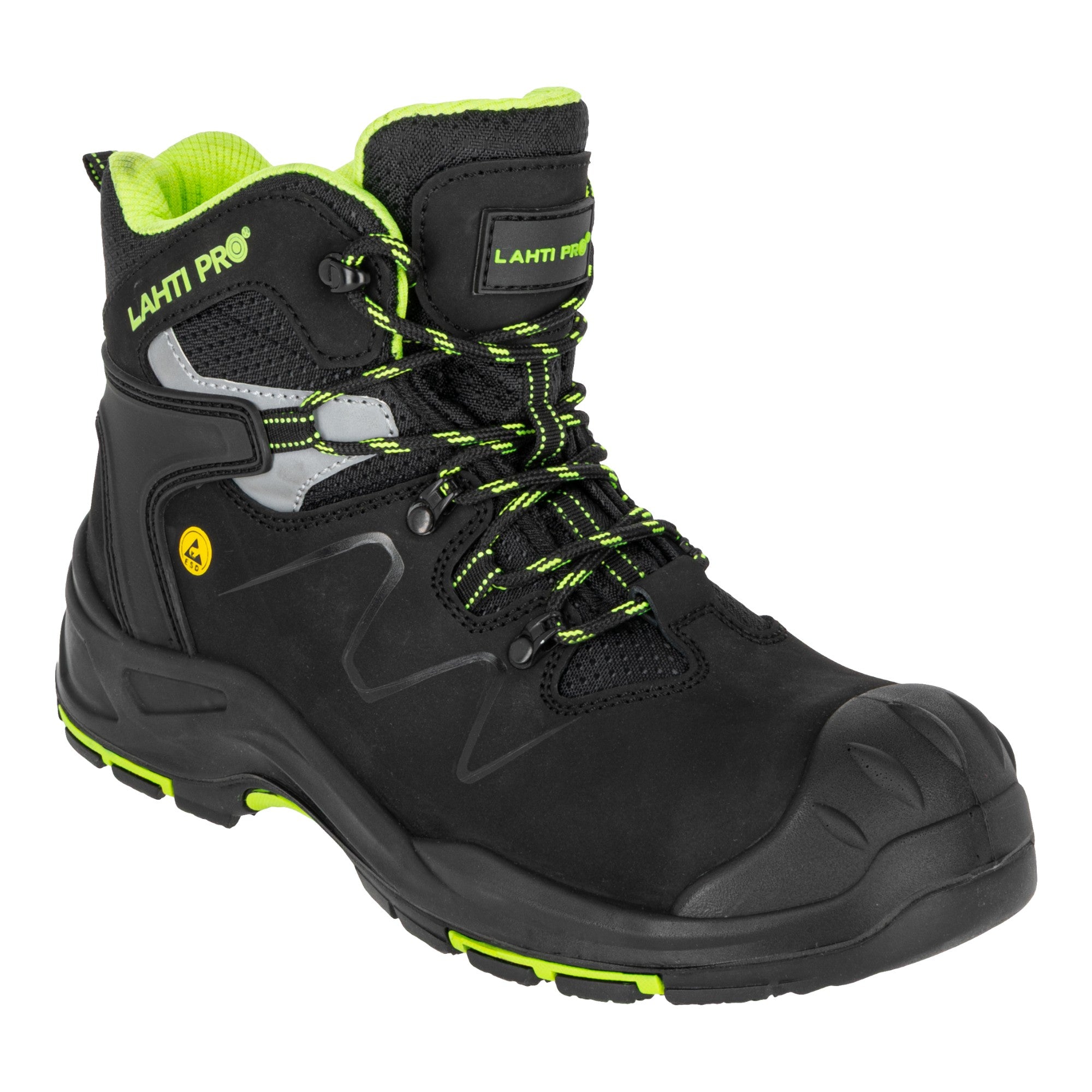 LAHTI PRO Sicherheitsstiefel Nubuk S3 FO HRO SR Groesse 41 L3013041 schwarz gruen 1 - toolbrothers